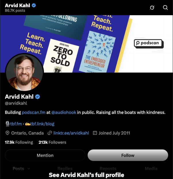 Screenshot of Arvid Kahl's X profile