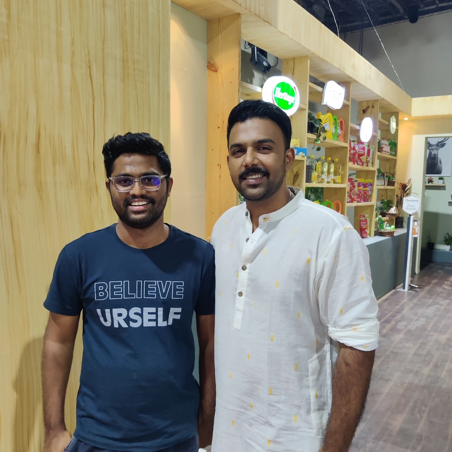 Vamshi with Tharun Bhascker on the set of Aha Bhojanambu