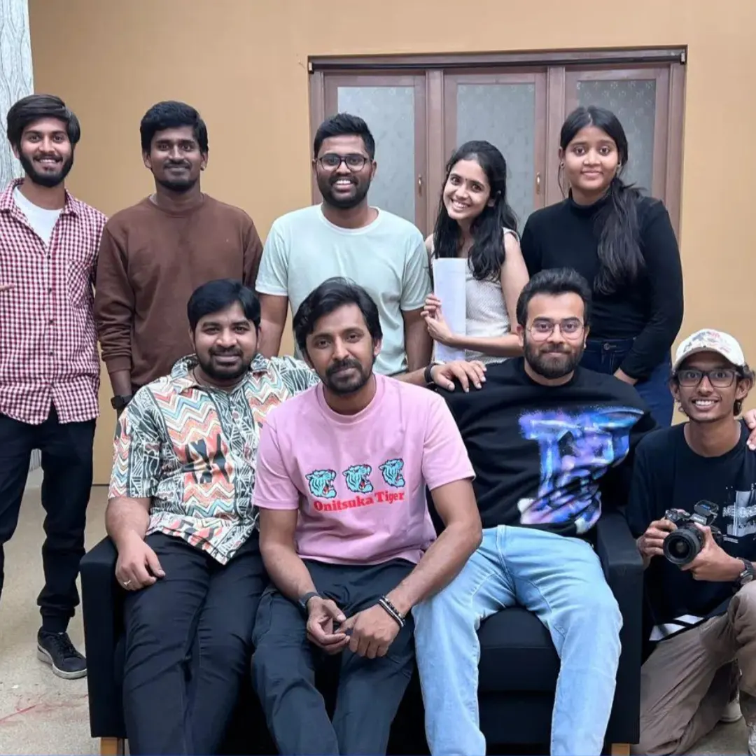 Vamshi with the cast and crew of Save The Tigers series